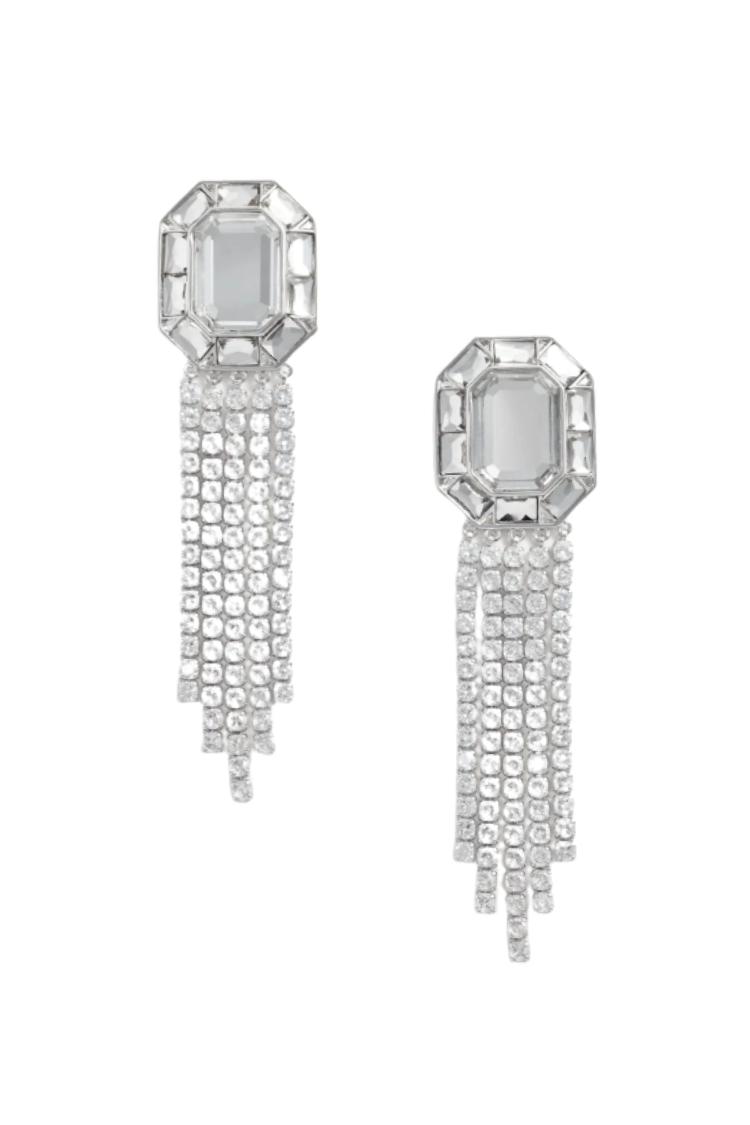 Crystal Droplet Earrings Metallic Brass Orecchini