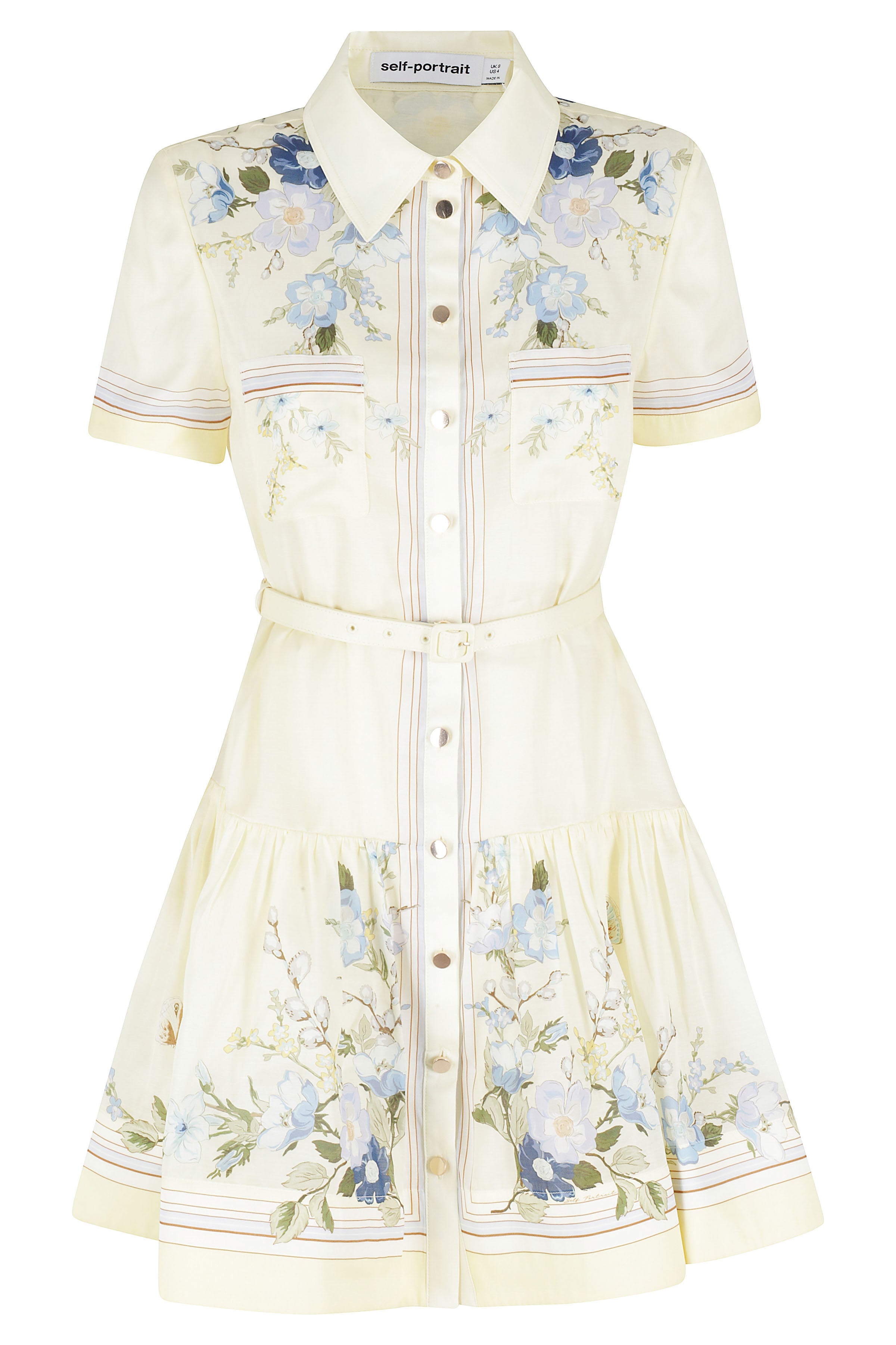 Yellow Floral Organza Mini Dress & Orange Cotone Seta Abito