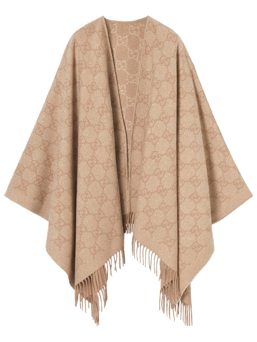 Cashmere Cape Gg Beige Scarf