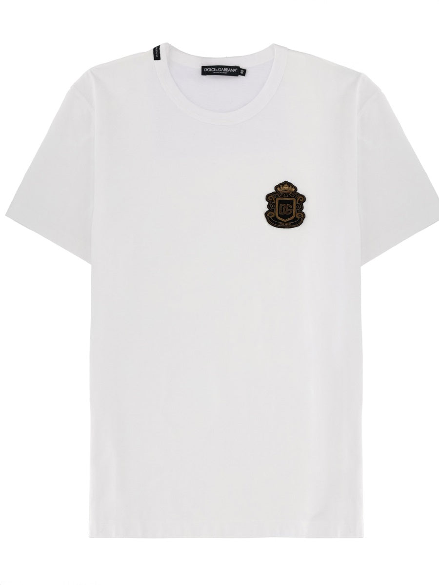 T-Shirt With Heraldic Logo White Cotton T-shirts