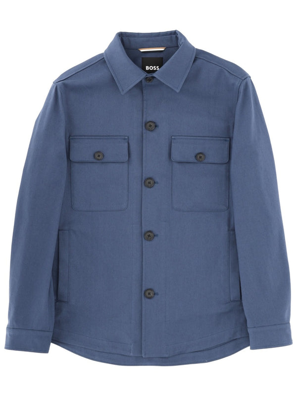 Comfort Fit Overshirt Blue Cotton Jacket