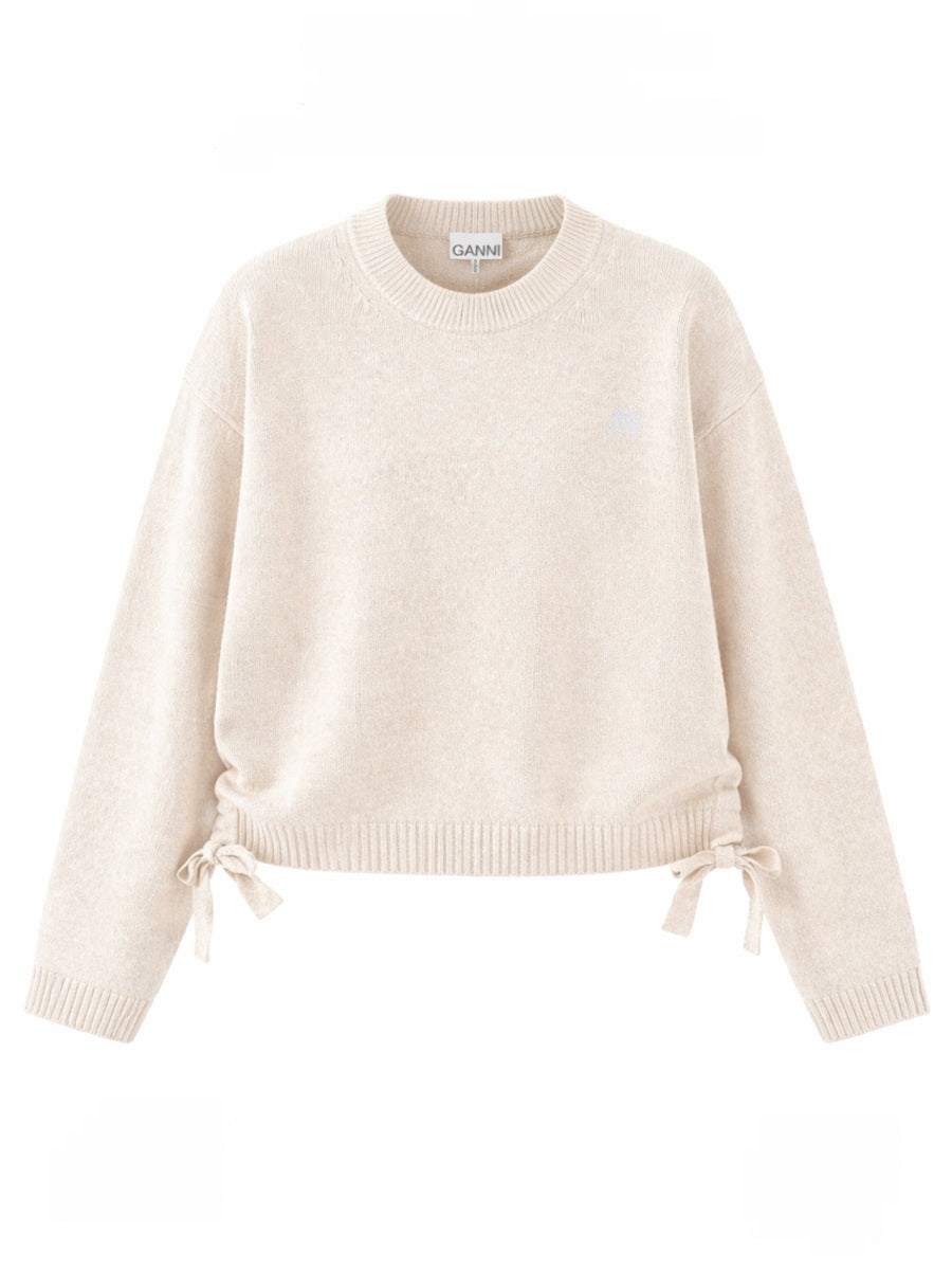 Oversize Jersey With Logo Beige Wool Jumpers