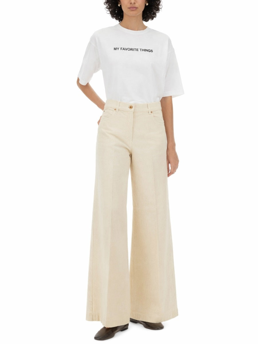 Jeans Cotton Denim Beige Trousers
