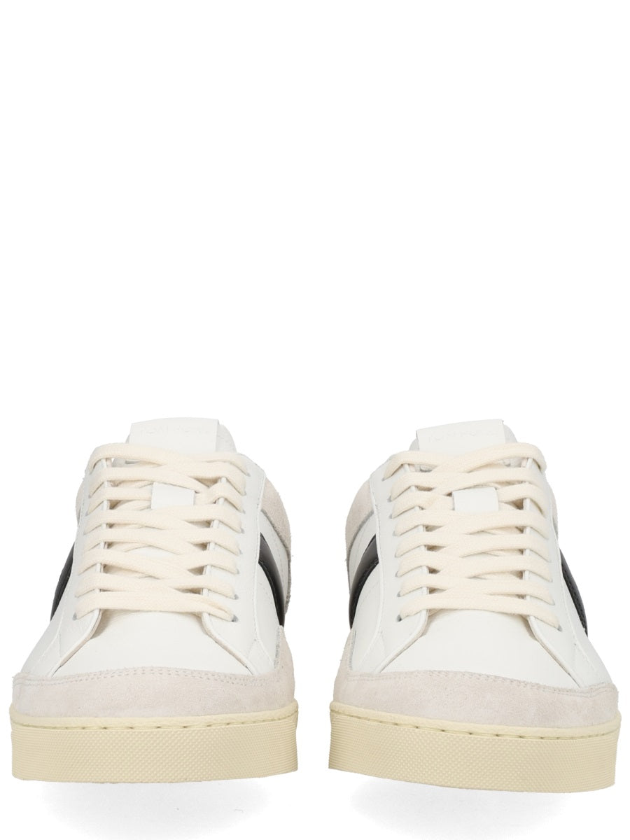Sneaker With Logo Beige Leather Trainers