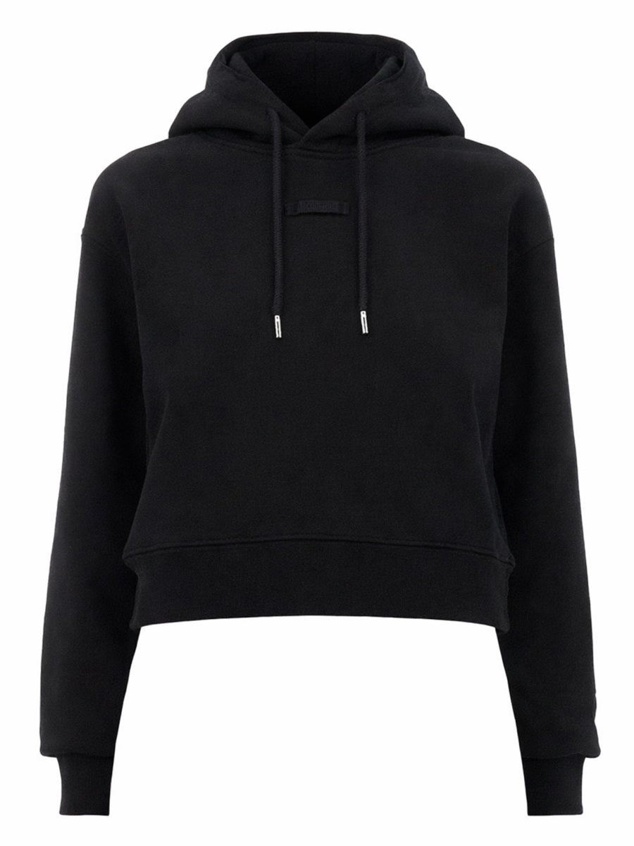 Grosgrain Hoodie Black Cotton Sweatshirts