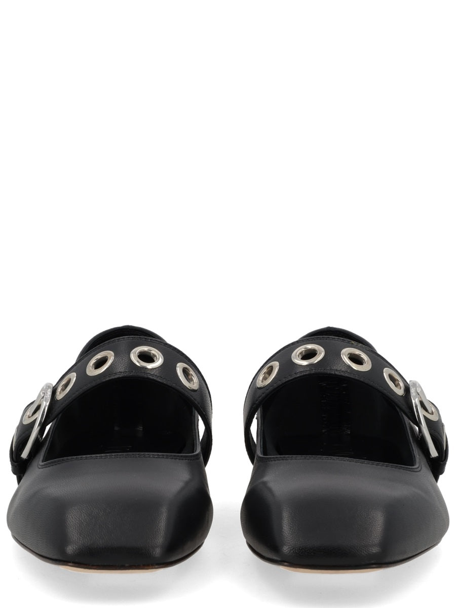Mary-Jane Shoe With Eyelets Black Upper: Nappa Leather