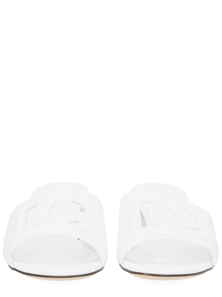 Heeled Sandal White Leather