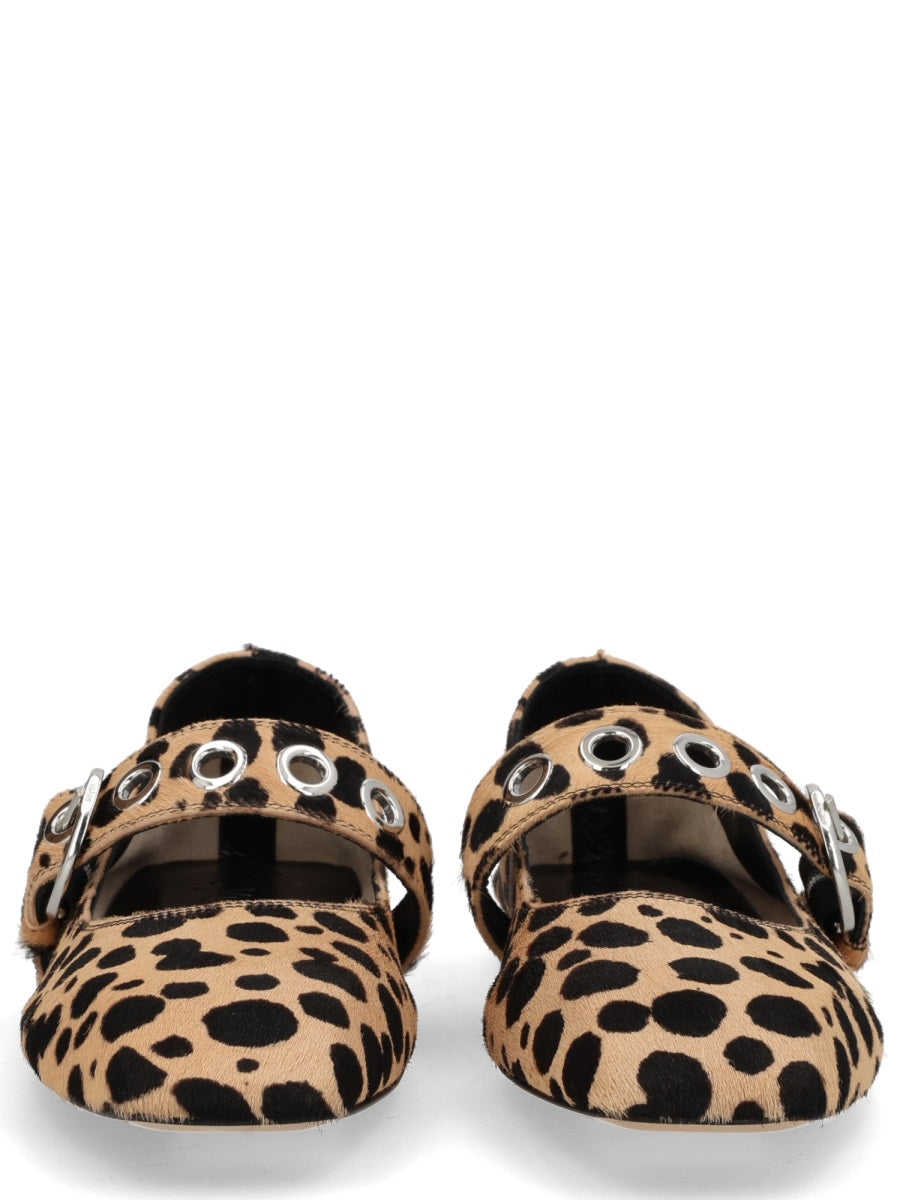 Mary-Jane Shoe With Eyelets Animalier Upper: Calf Hair Leather
