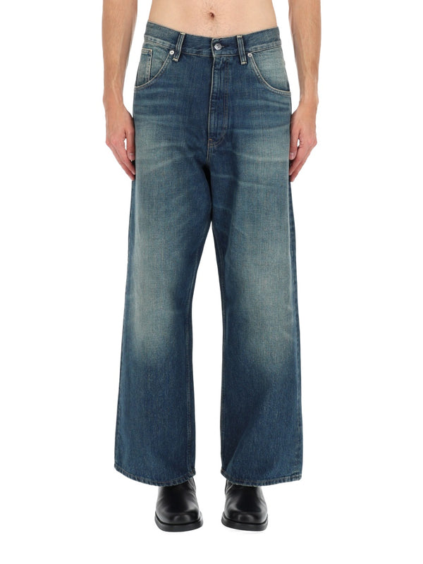Super Wide Jeans Blue Cotton