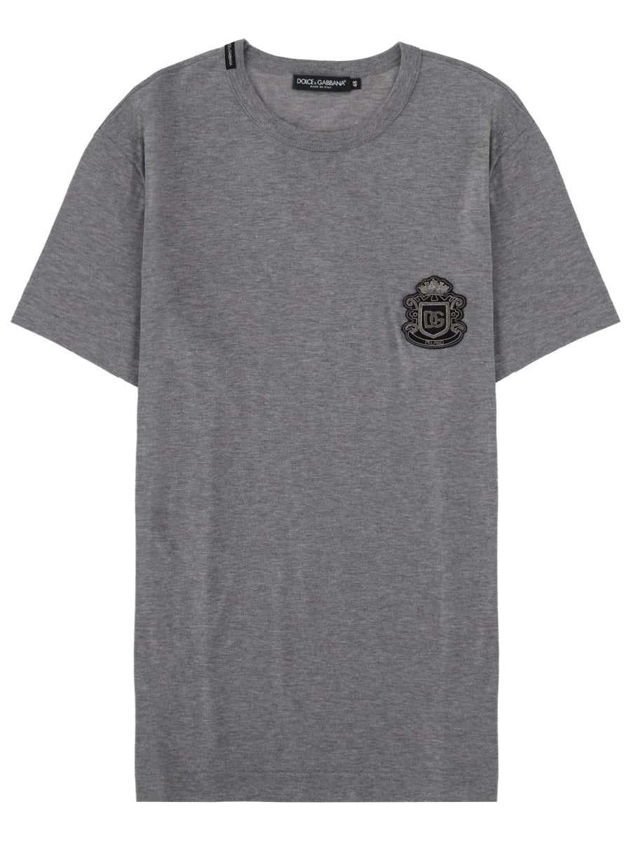 T-Shirt With Heraldic Logo Grey Cotton T-shirts