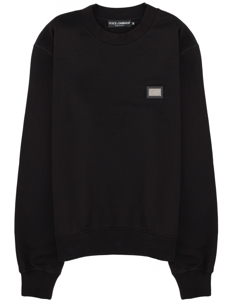 Sweatshirt With Logo Patch Black Cotton Sweatshirts