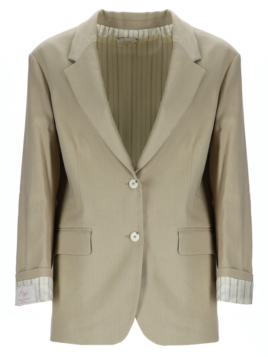 Linen Blend Blazer Beige Viscose Jacket
