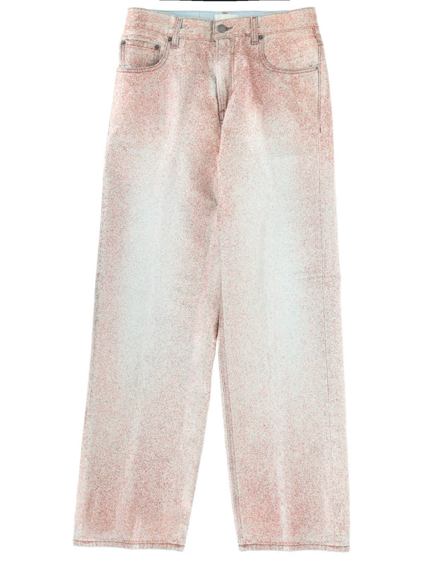 Loose Fit Jeans Beige Cotton