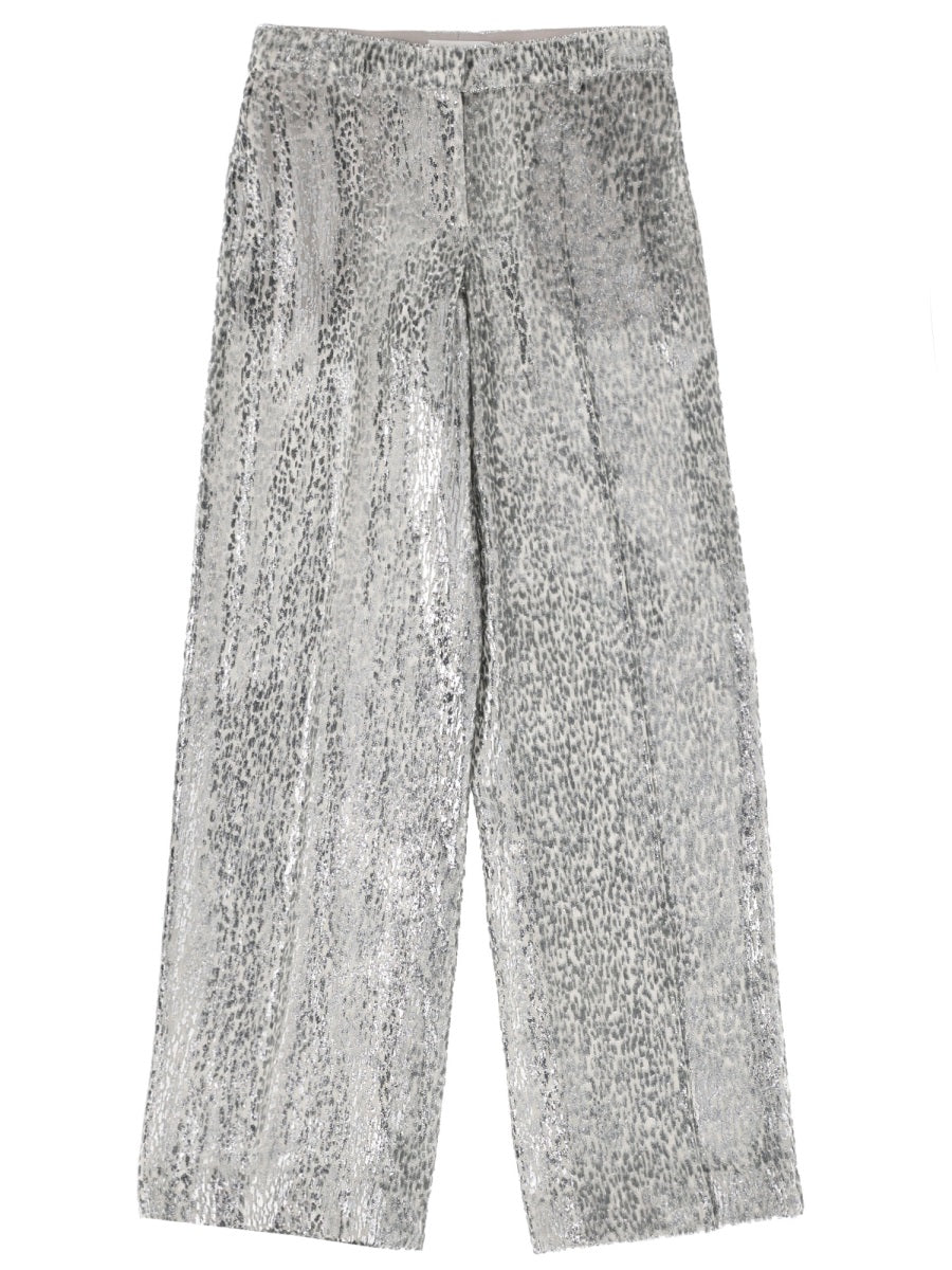 Pants Fil Coupé Silver Polyester Trousers