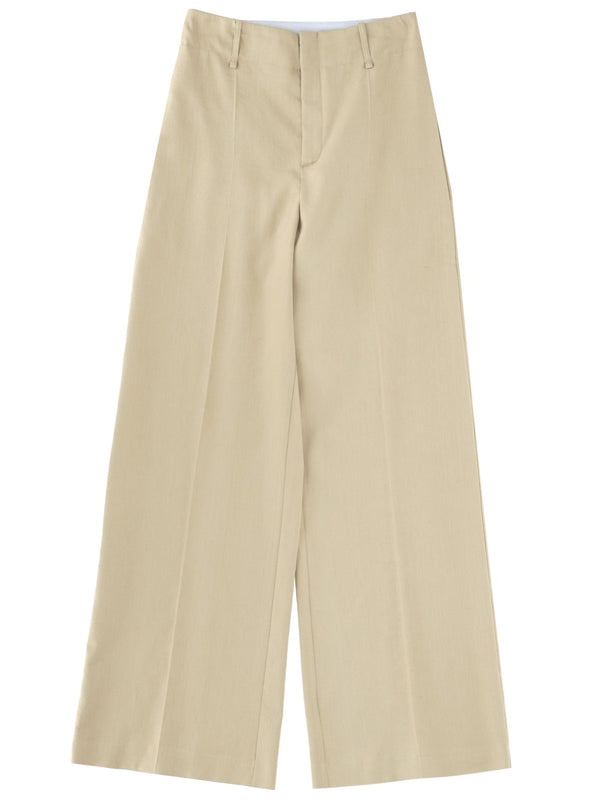 Linen Blend Tailored Pants Beige Viscose Trousers