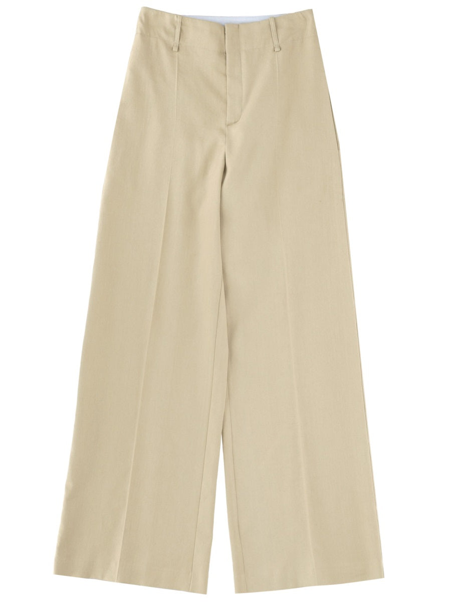 Linen Blend Tailored Pants Beige Viscose Trousers