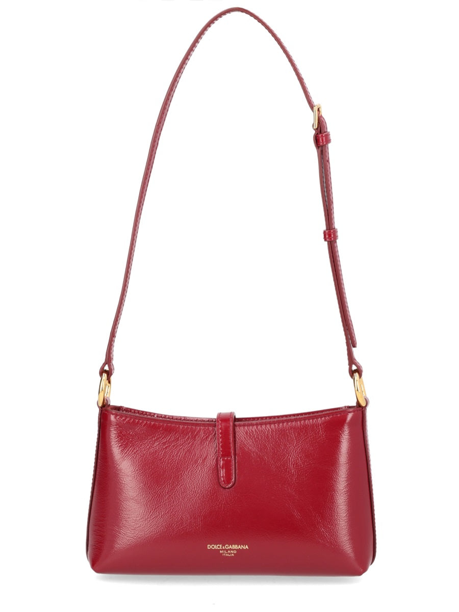 Lock Leather Shoulder Bag Red