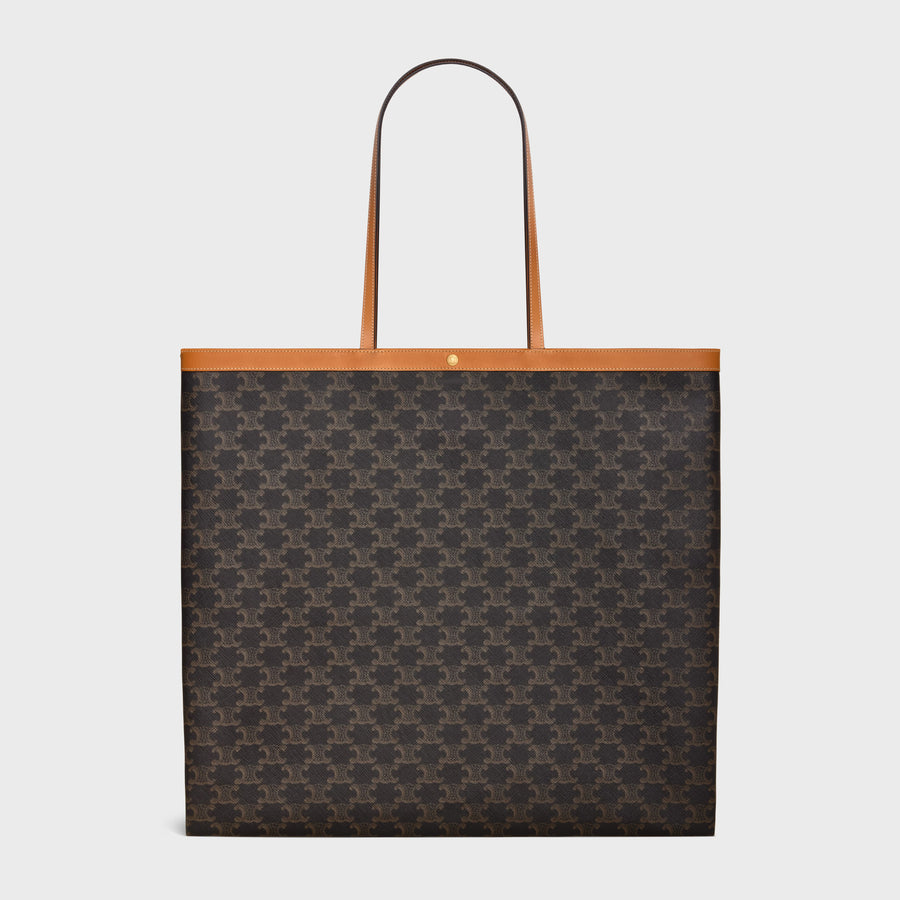 Celine Triomphe monogrammed canvas shoulder bag in brown