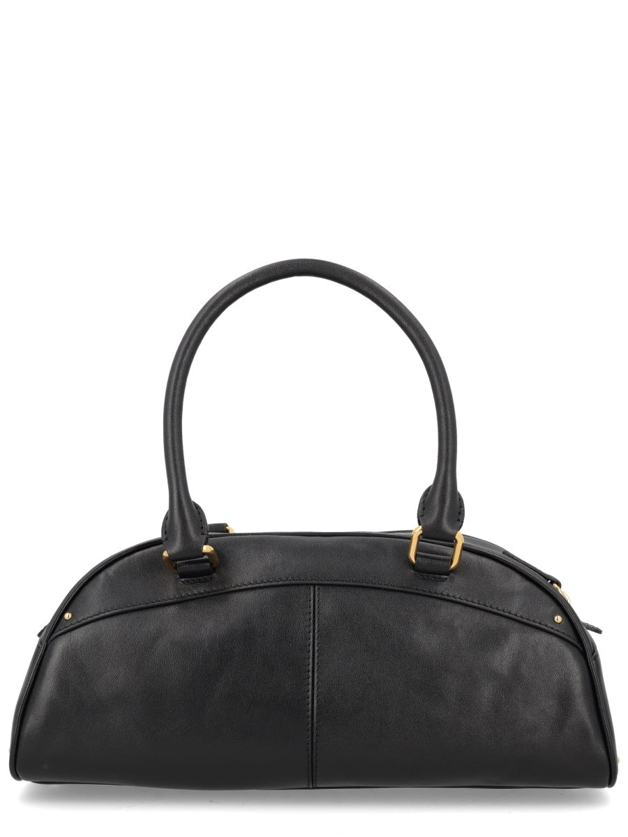 Bowling Bag Black Leather Shoulder