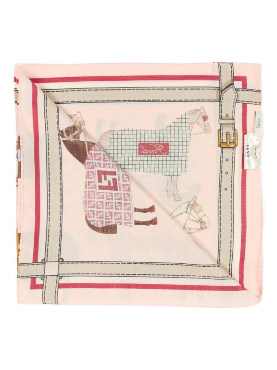 Foulard Scarf Pink Cotton And Silk