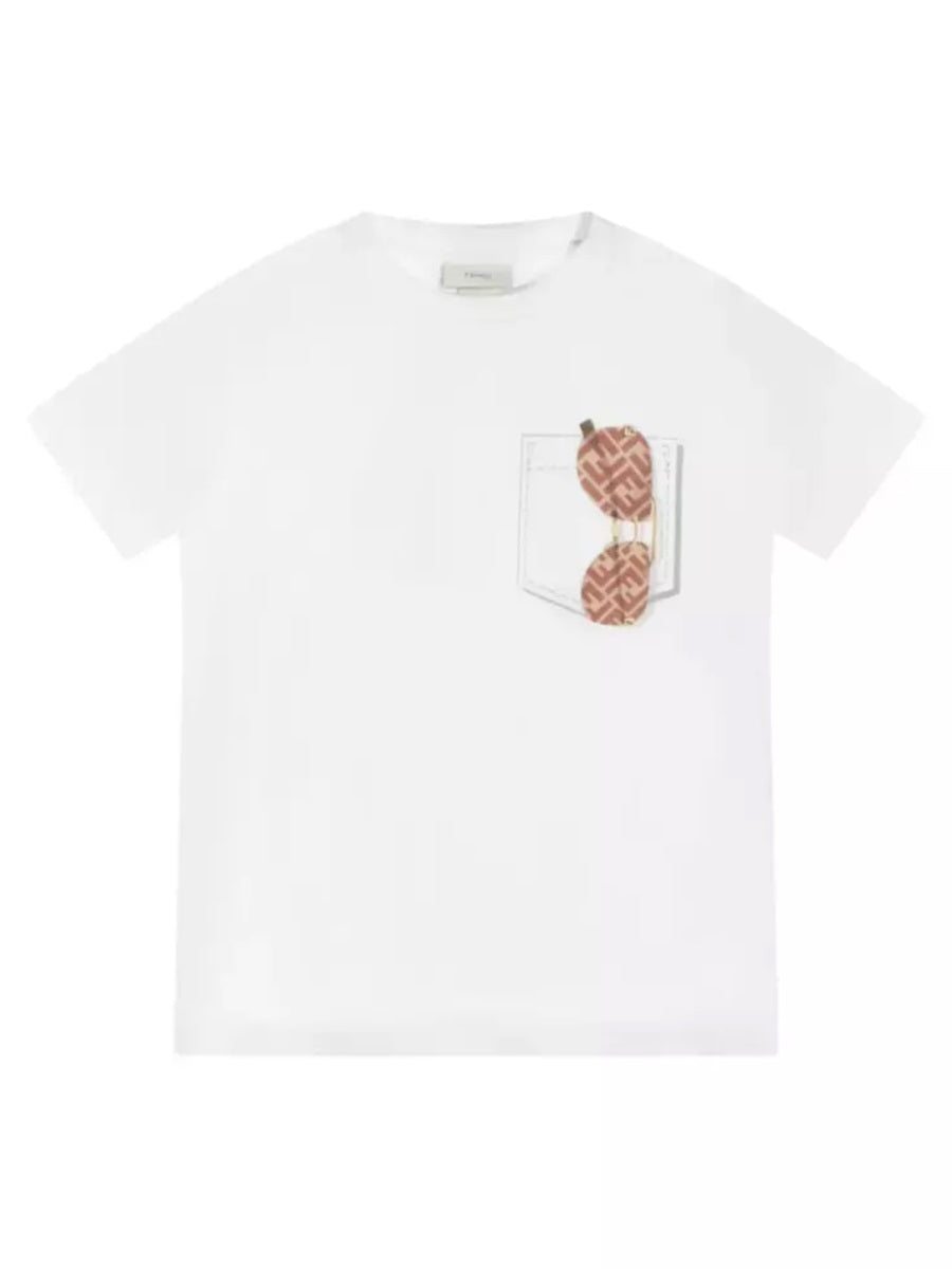 T-Shirt With Sunglasses Print White Cotton T-shirts
