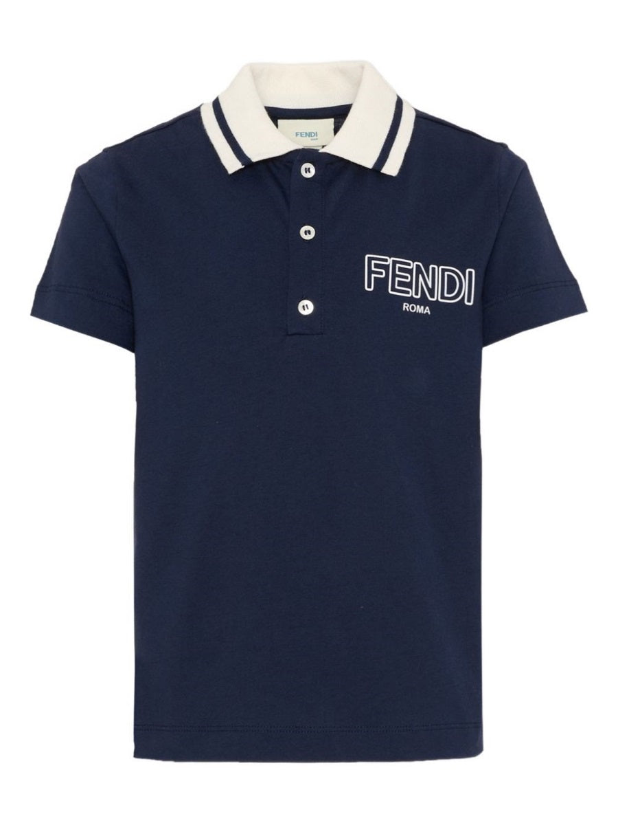 Polo Shirt With Logo Blue Cotton