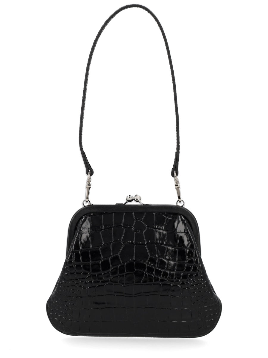 Viviennes Leather Clutch Bag Black Calf Shoulder