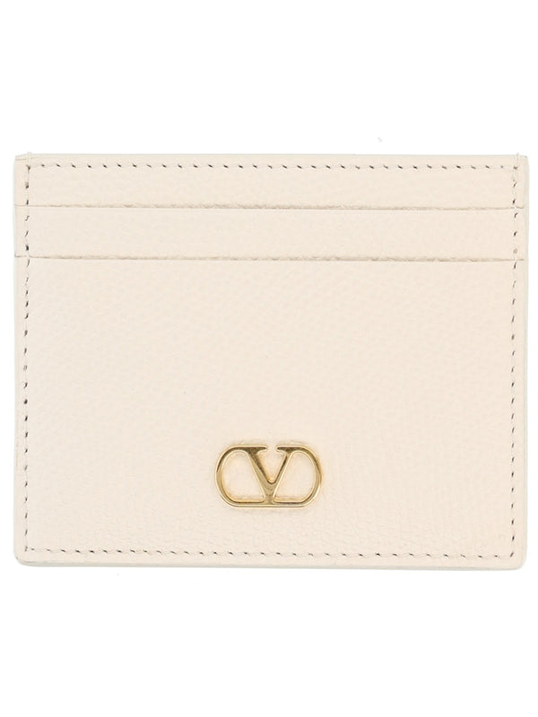 Card Holder Vlogo Signature Ivory Leather Wallets & Purses