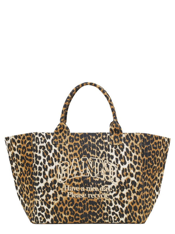 Tote Bag Leopard Print Multicolour Recycled Cotton Handbags