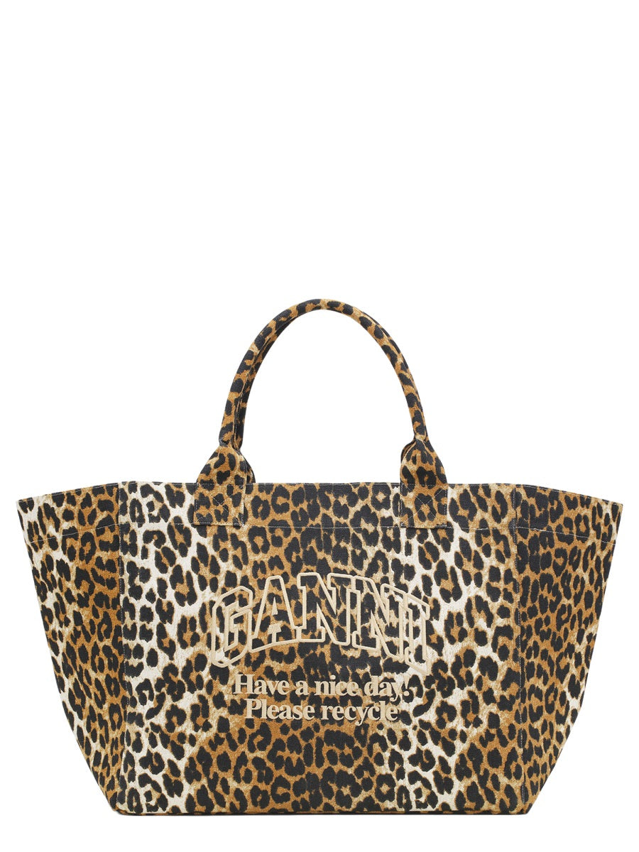 Tote Bag Leopard Print Multicolour Recycled Cotton Handbags