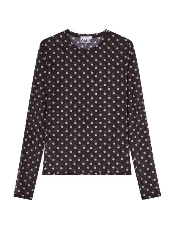 Long-Sleeved Slim Fit Top Black Recycled Polyester Tops