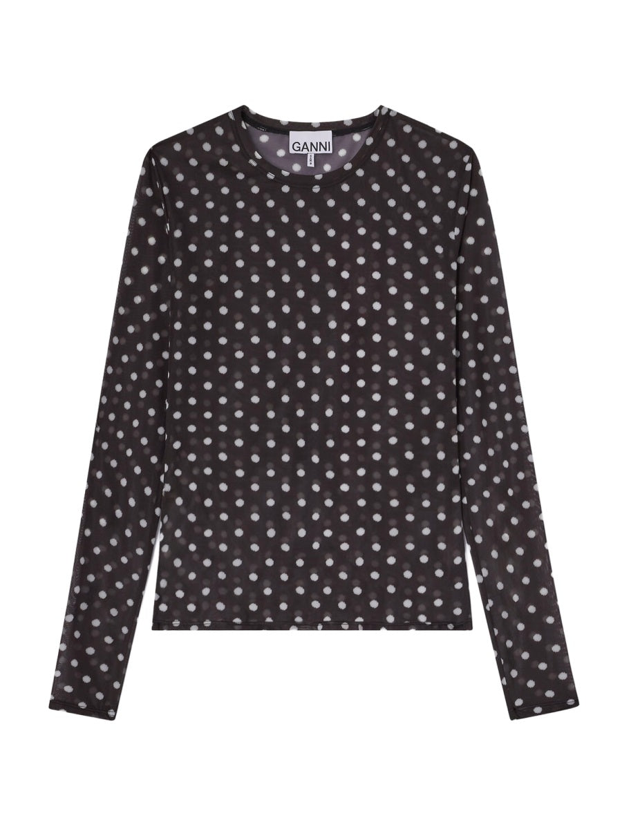 Long-Sleeved Slim Fit Top Black Recycled Polyester Tops