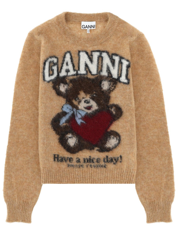 Shirt With Print Beige Alpaca Wool Jumpers