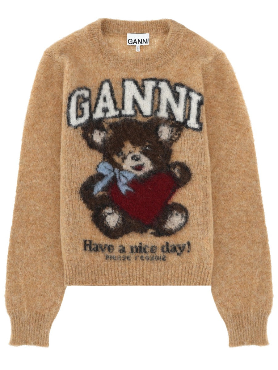 Shirt With Print Beige Alpaca Wool Jumpers