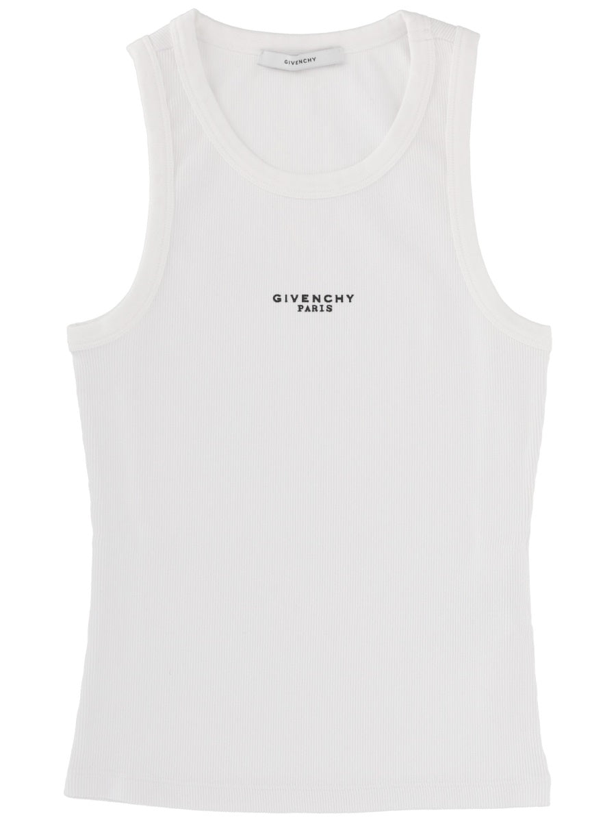 Logo Slim Fit Tank Top White Cotton