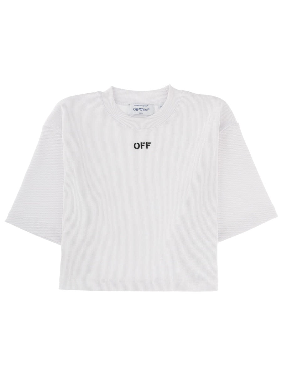 Cropped T-Shirt With Logo White Cotton T-shirts