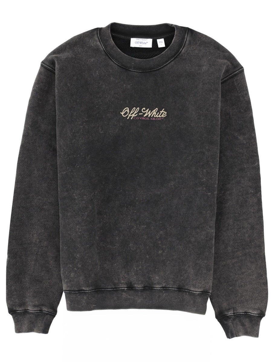 Sweatshirt With Print Charcoal Cotton Sweatshirts