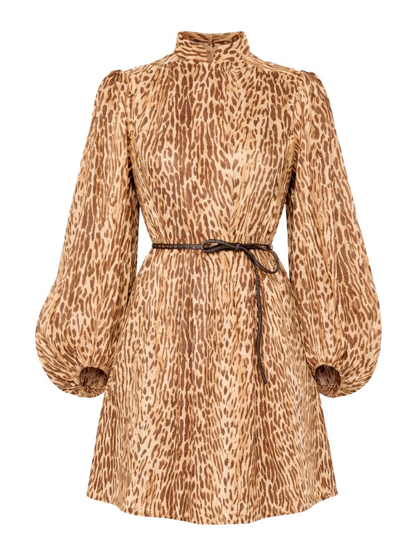 Animal Print Mini Dress Animalier Linen