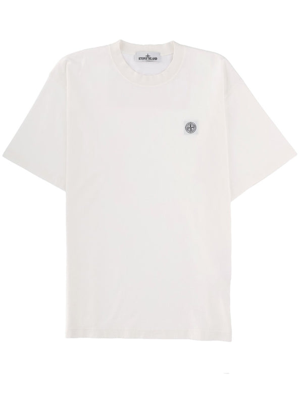 T-Shirt With Logo Patch White Cotton T-shirts