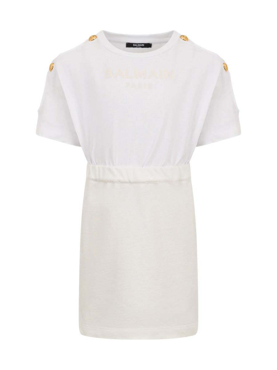 Dress With Logo White Cotton