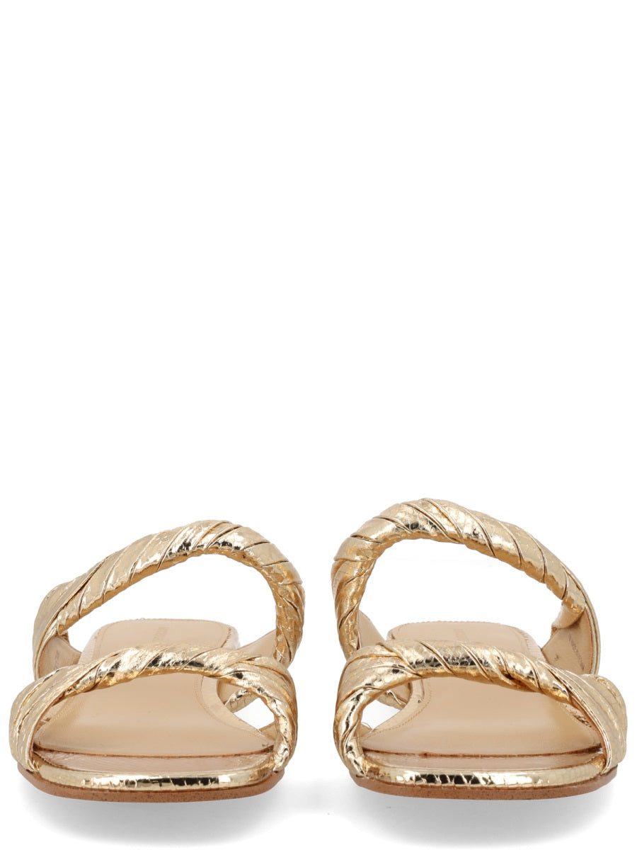 Kiana Metallic Goat Leather Sandals Gold