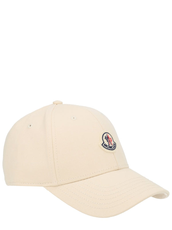 Baseball Hat With Logo Ivory Cotton