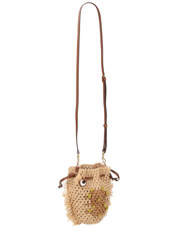 Shoulder Bag Creatures Brown Raffia