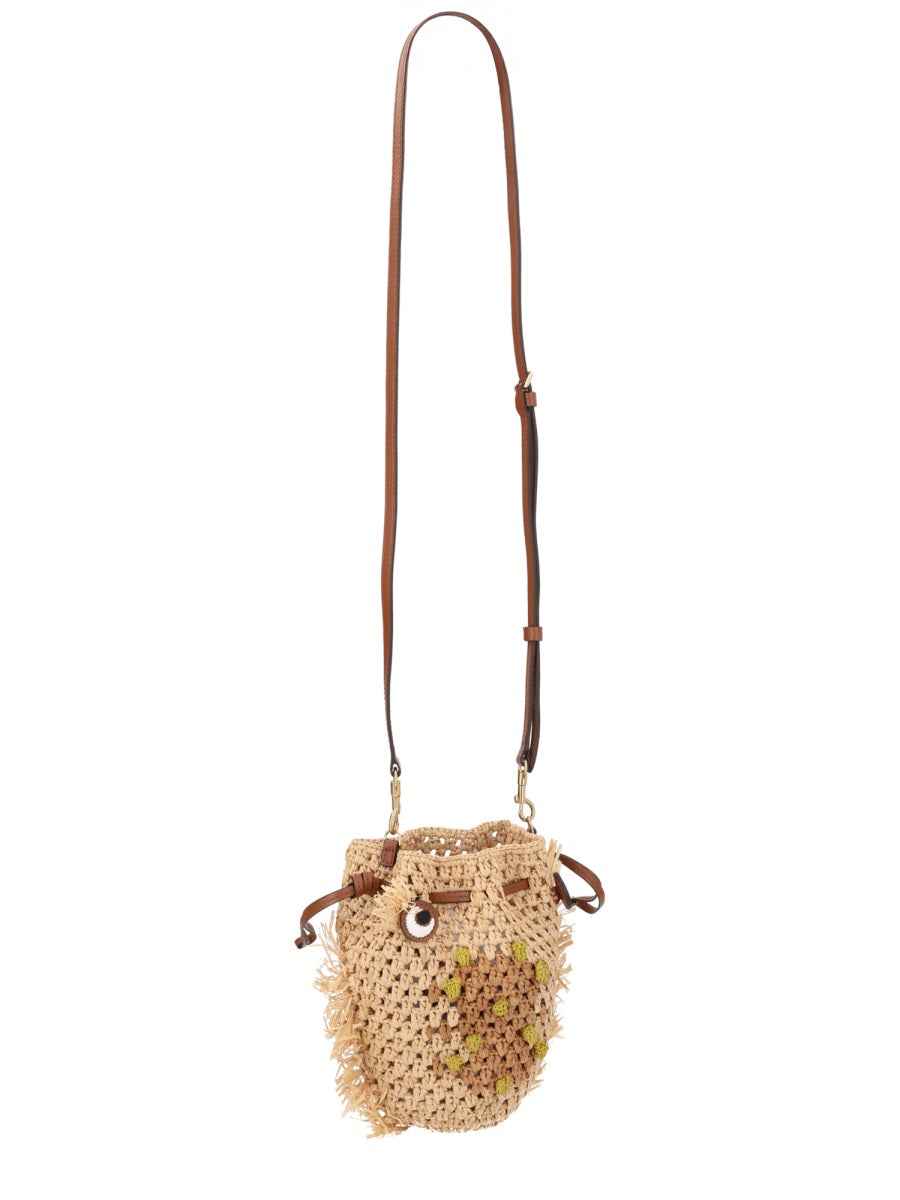 Shoulder Bag Creatures Brown Raffia