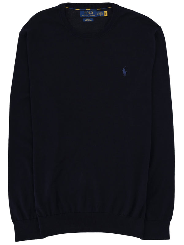 Sweatshirt With Logo Blue Pima Cotton Sweatshirts