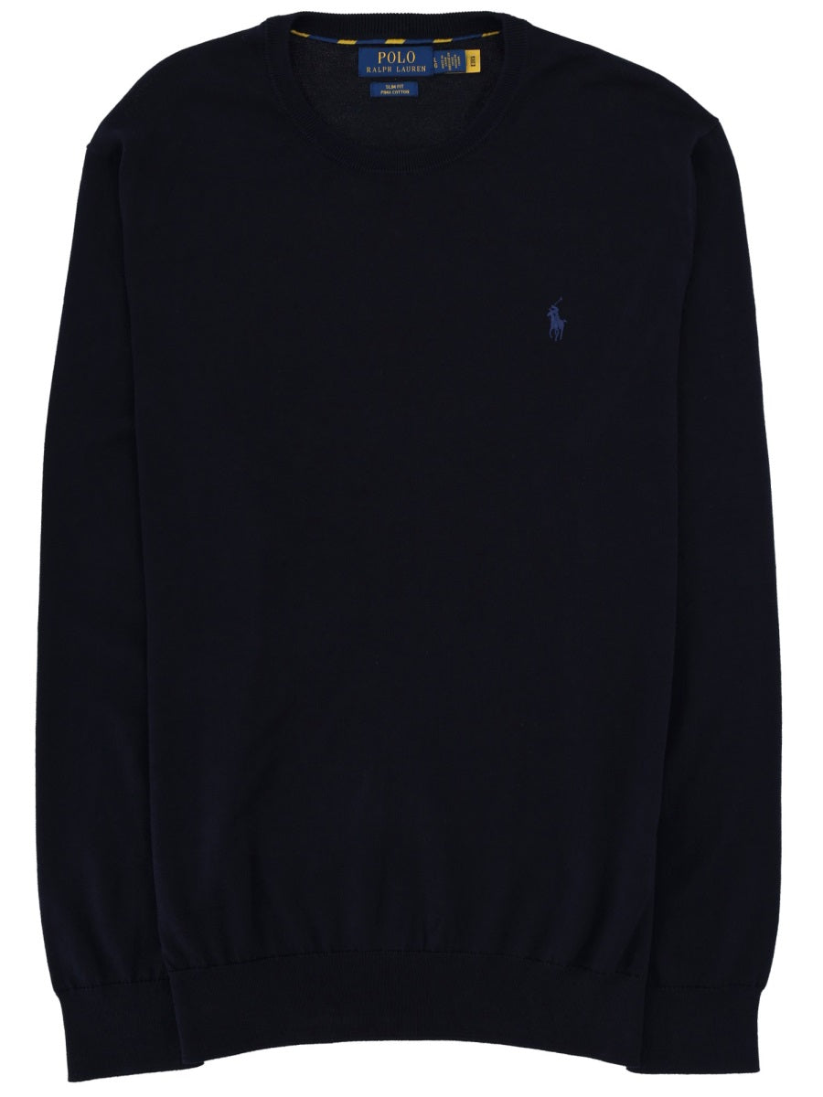 Sweatshirt With Logo Blue Pima Cotton Sweatshirts