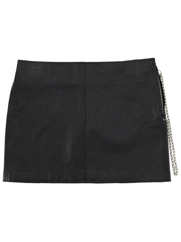 Leather Miniskirt Black Cow Skirt