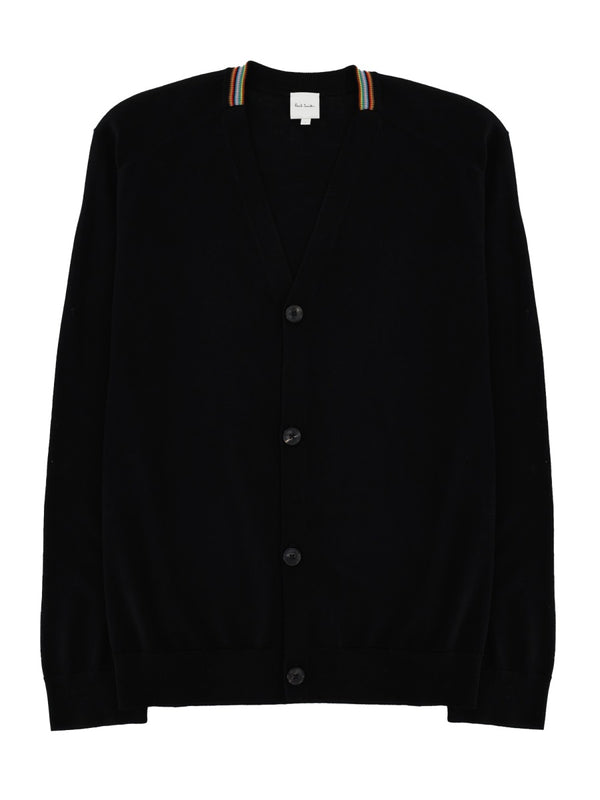 Signature Stripe Merino Wool Carigan Black Jumpers