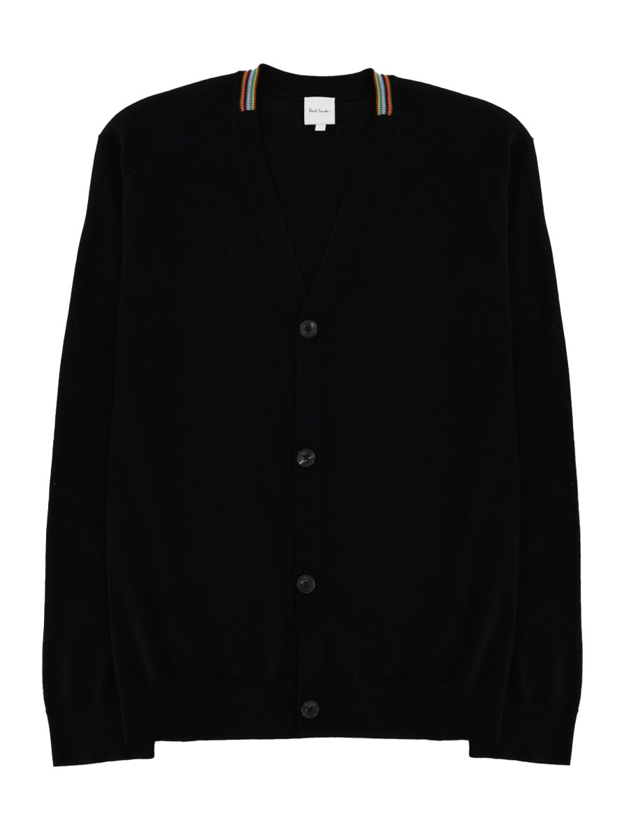 Signature Stripe Merino Wool Carigan Black Jumpers