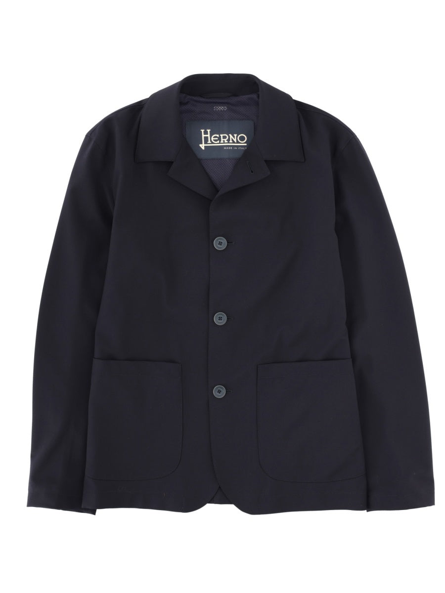 Wool Blend Blazer Blue Polyester Jacket